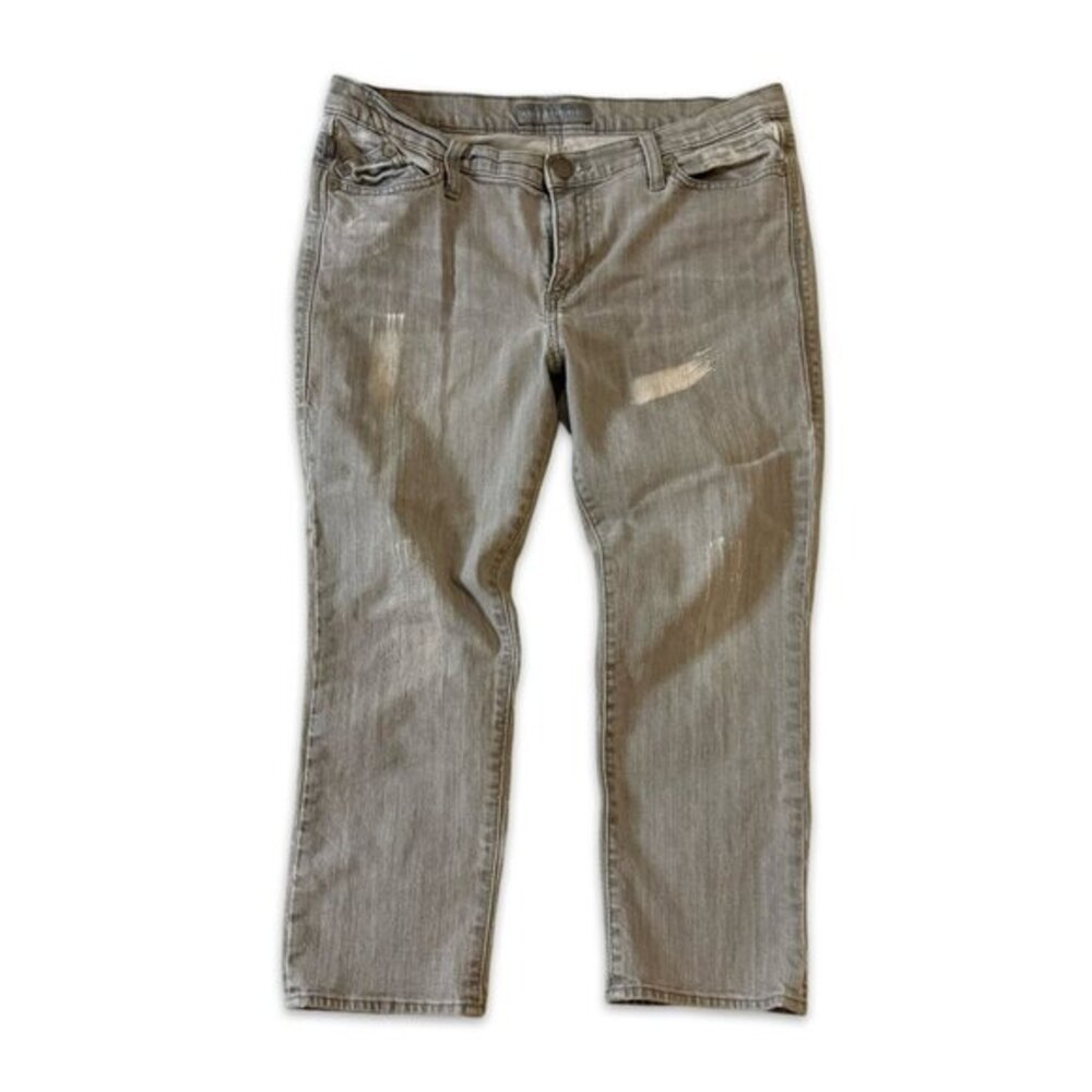 Plus Size Rock & Republic Grey Cropped Straight Leg Jeans - Size 14